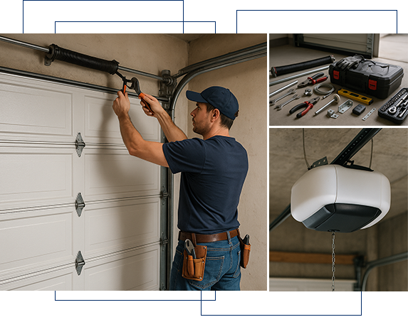 Reliable Garage Door Maintenance in Bakersfield | Just Garage Door Repair Technician doing garage door maintenance in Bakersfield